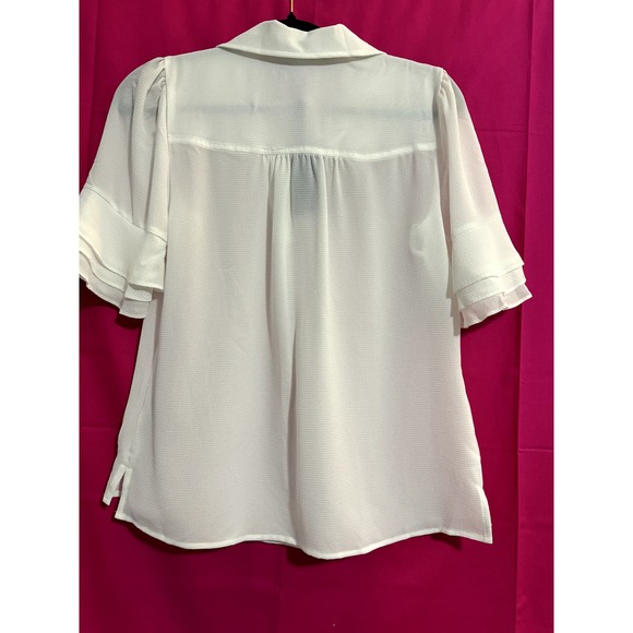 Tommy Hilfiger Textured Tiered-Ruffle-Sleeve Top| Size XS - Picture 3 of 6